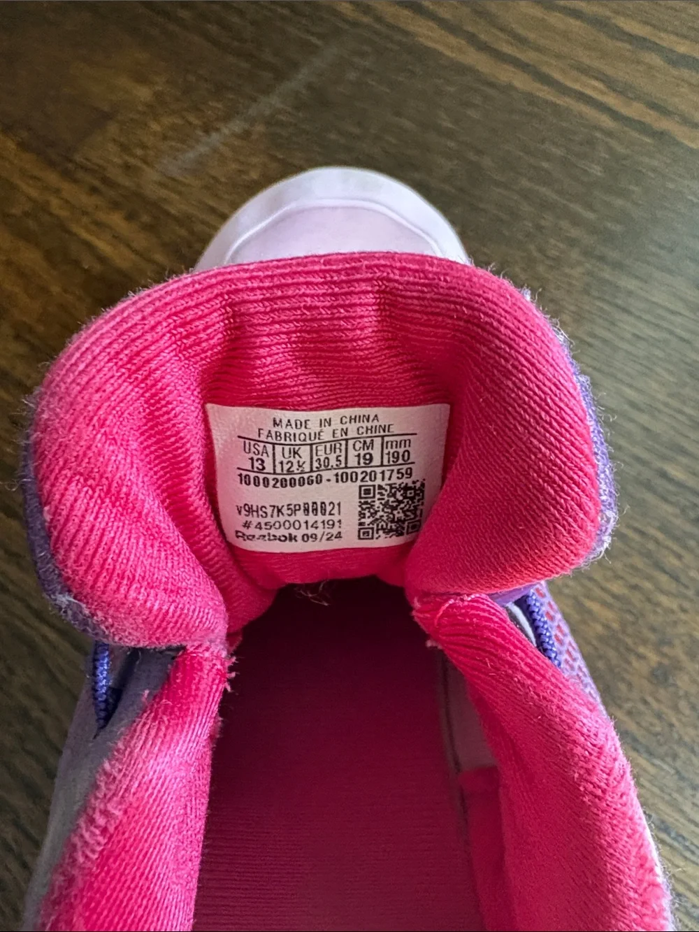 Reebok Pink and Purple Girls' Athletic Sneakers